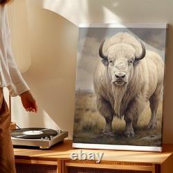 Wall Art White Buffalo Canvas Print Rustic Western Bison Animal Decor Poster