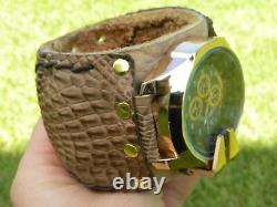 Watch Gold color genuine Alligator Crocodile Bison leather 7.5 inch wrist size