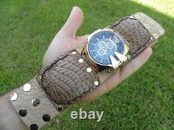 Watch Gold color genuine Alligator Crocodile Bison leather 7.5 inch wrist size