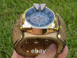 Watch Gold color genuine Alligator Crocodile Bison leather 7.5 inch wrist size