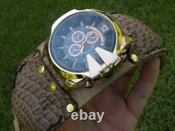 Watch Gold color genuine Alligator Crocodile Bison leather 7.5 inch wrist size