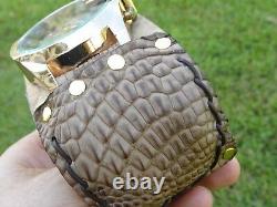 Watch Gold color genuine Alligator Crocodile Bison leather 7.5 inch wrist size