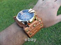 Watch Gold color genuine Alligator Crocodile Bison leather 7 inch wrist size