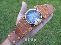 Watch Gold color genuine Alligator Crocodile Bison leather 7 inch wrist size