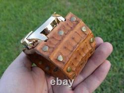 Watch Gold color genuine Alligator Crocodile Bison leather 7 inch wrist size