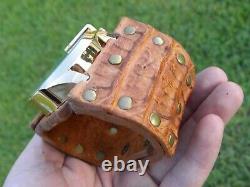 Watch Gold color genuine Alligator Crocodile Bison leather 7 inch wrist size