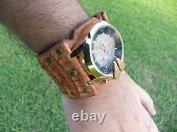 Watch Gold color genuine Alligator Crocodile Bison leather 7 inch wrist size