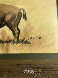 Watercolor PAINTING CUSTER PARK BISON By Betty Gothier, Anthon Iowa 28 X 22