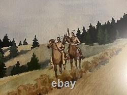 Watercolor PAINTING CUSTER PARK BISON By Betty Gothier, Anthon Iowa 28 X 22