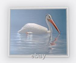 White Pelican 30 x 40 Framed Canvas Embellished Art Print By Edward Suthoff