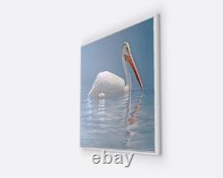 White Pelican 30 x 40 Framed Canvas Embellished Art Print By Edward Suthoff