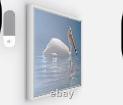 White Pelican 30 x 40 Framed Canvas Embellished Art Print By Edward Suthoff