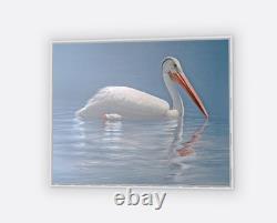 White Pelican 30 x 40 Framed Canvas Embellished Art Print By Edward Suthoff