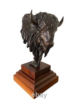 William Sharles 1989 Bison/Buffalo Bust Bronze Sculpture Signed #22