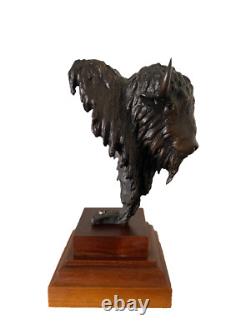 William Sharles 1989 Bison/Buffalo Bust Bronze Sculpture Signed #22