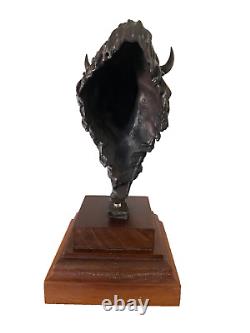 William Sharles 1989 Bison/Buffalo Bust Bronze Sculpture Signed #22