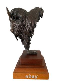 William Sharles 1989 Bison/Buffalo Bust Bronze Sculpture Signed #22