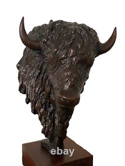 William Sharles 1989 Bison/Buffalo Bust Bronze Sculpture Signed #22
