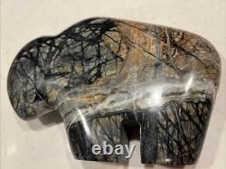 XL Picasso Marble Buffalo Bison Stone Fetish 9 1/4