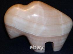 Zuni Fetish Carved Stone Buffalo Bison Mid Century Modern Rare