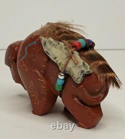 Zuni Native American Carved Etched Art Bison Fetish Figurine HC 2000